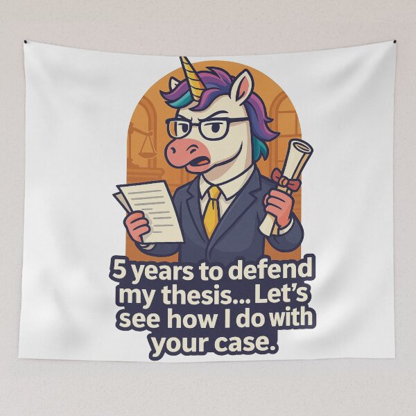 Item preview, Lawyer Unicorn Graduation – Thesis Defense Justice Design designed and sold by Asbiell.