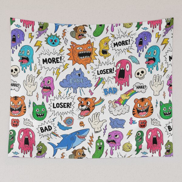 Item preview, Edgy Monster Doodle Art Pattern designed and sold by tretyakov.