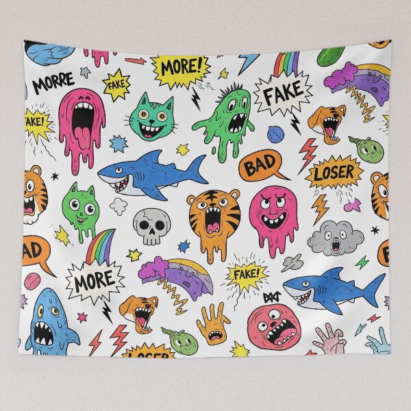 Item preview, Edgy Monster Doodle Cartoon Pattern designed and sold by tretyakov.