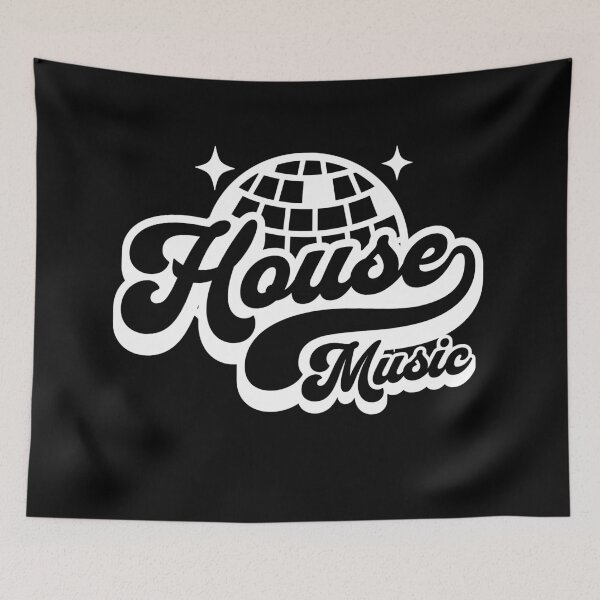 Item preview, HOUSE MUSIC - Disco Ball Font Steez (White) designed and sold by Discothreadz.