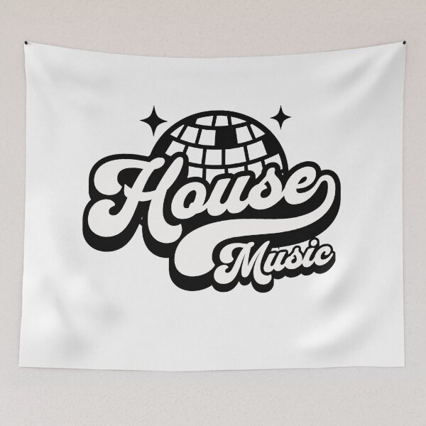 Item preview, HOUSE MUSIC - Disco Ball Font Steez (BLACK) designed and sold by Discothreadz.