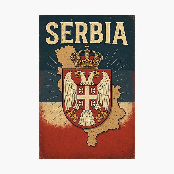 Item preview, Serbia Coat of Arms – Vintage Serbian Double-Headed Eagle Design designed and sold by Tree-Sale.