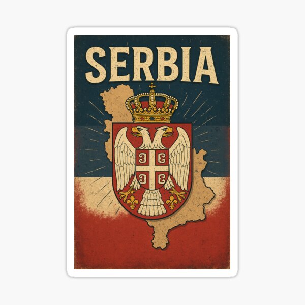 Item preview, Serbia Coat of Arms – Vintage Serbian Double-Headed Eagle Design designed and sold by Tree-Sale.