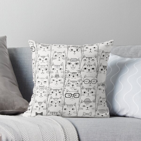 Item preview, Patrón peculiar de multitud de gatos garabatos designed and sold by tretyakov.