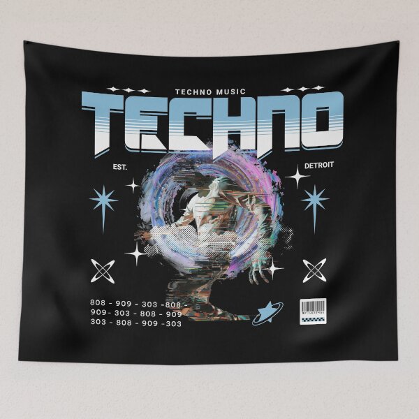 Item preview, TECHNO - Techno portal (White) designed and sold by Discothreadz.