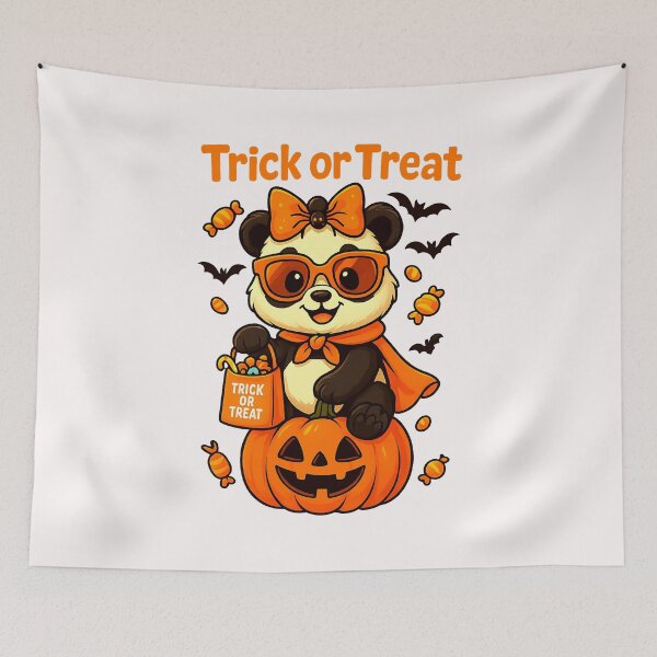 Item preview, Halloween Panda Sitting on Pumpkin Trick or Treat Cute designed and sold by cawtoon.