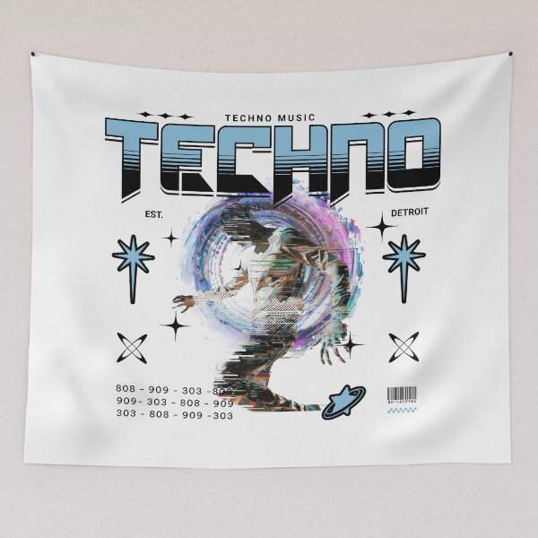 Item preview, TECHNO - Techno Portal (Black) designed and sold by Discothreadz.