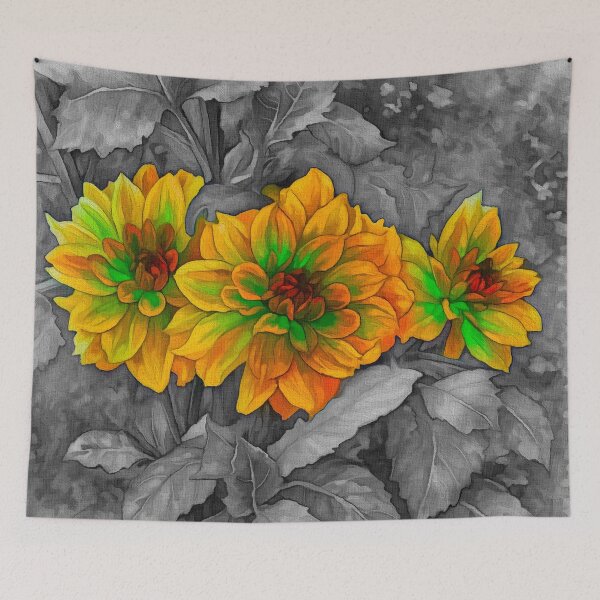 Item preview, The Three Dahlias on B&W 5 designed and sold by BloomingbySJ.