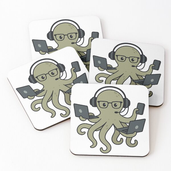 Artikelvorschau, Octopus Hacker - Lustiger Tech-Oktopus-Cartoon entworfen und verkauft von CoolThings Creative.