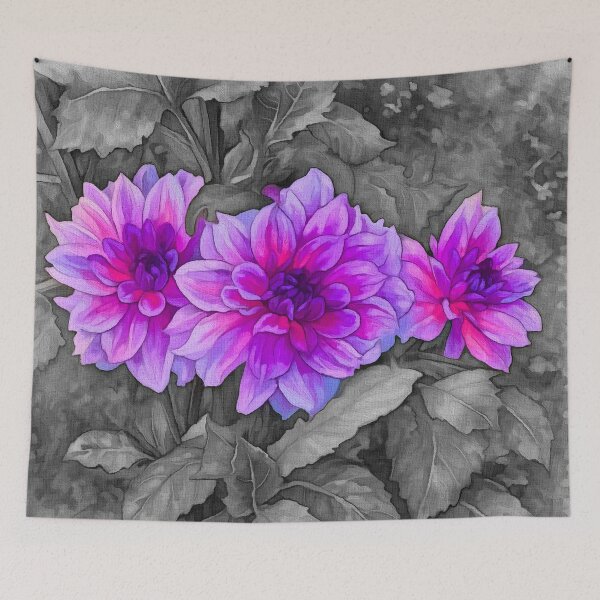 Item preview, The Three Dahlias on B&W 6 designed and sold by BloomingbySJ.