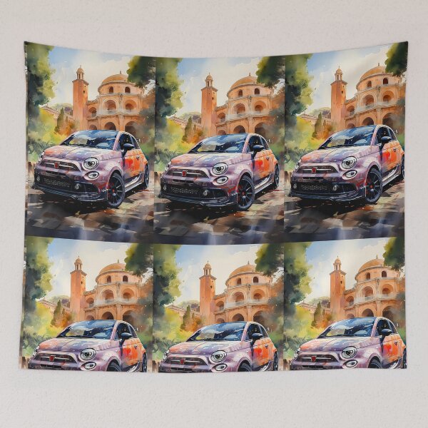 Item preview, Aggressive Hatchback Car Surrounded By Classic Italian Cityscape designed and sold by RevUpDesign.