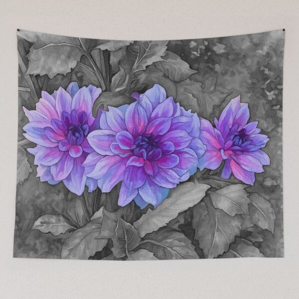 Item preview, The Three Dahlias on B&W 7 designed and sold by BloomingbySJ.