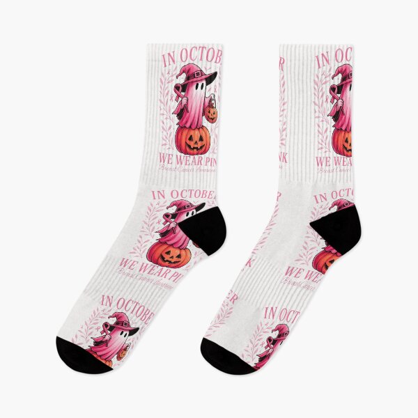 Item preview, In October We Wear Pink Breast Cancer Awareness Halloween designed and sold by cawtoon.