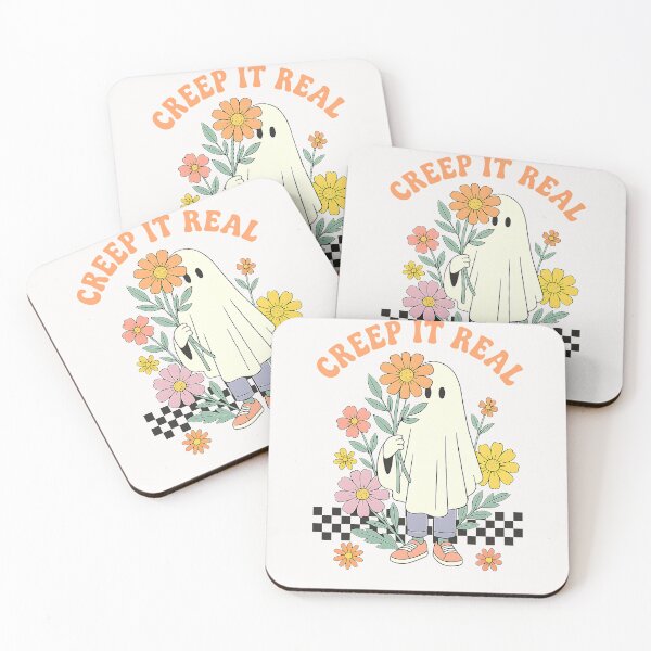 Item preview, RETRO CREEP IT REAL GHOST WITH FLOWERS  designed and sold by cawtoon.