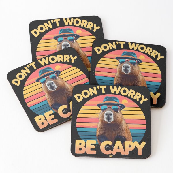 Item preview, Don't Worry Be Capy – Funny Chill Capybara Retro Sunset Design designed and sold by harry mac.