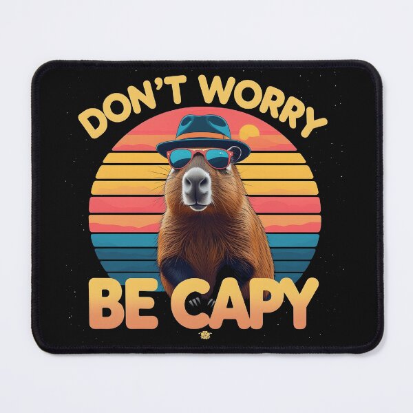 Item preview, Don't Worry Be Capy – Funny Chill Capybara Retro Sunset Design designed and sold by harry mac.