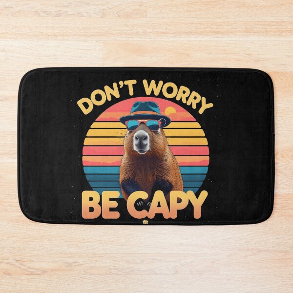 Item preview, Don't Worry Be Capy – Funny Chill Capybara Retro Sunset Design designed and sold by harry mac.