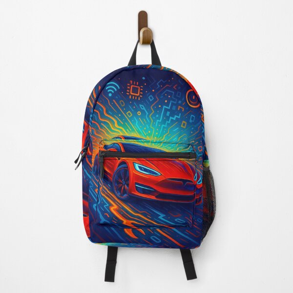 Item preview, Futuristic Electric Car Surrounded By Digital Neon Circuit Elements designed and sold by RevUpDesign.
