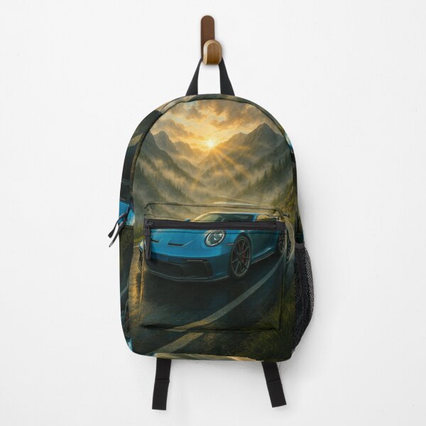 Item preview, Sports Car Driving Through Misty Mountain Road At Sunrise designed and sold by RevUpDesign.