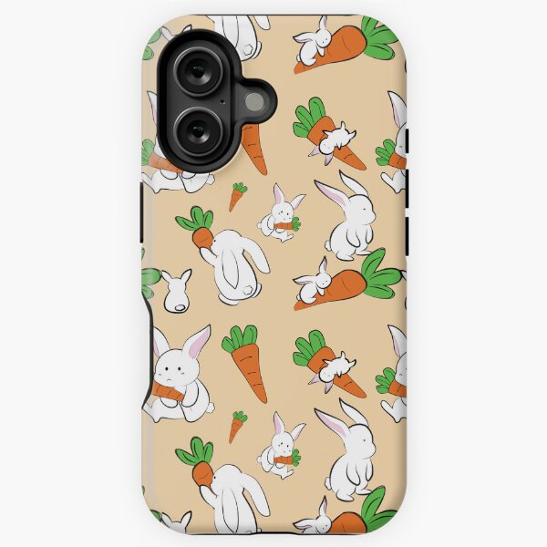 Item preview, white rabbit with carrots pattern designed and sold by FTYCuteDesign.