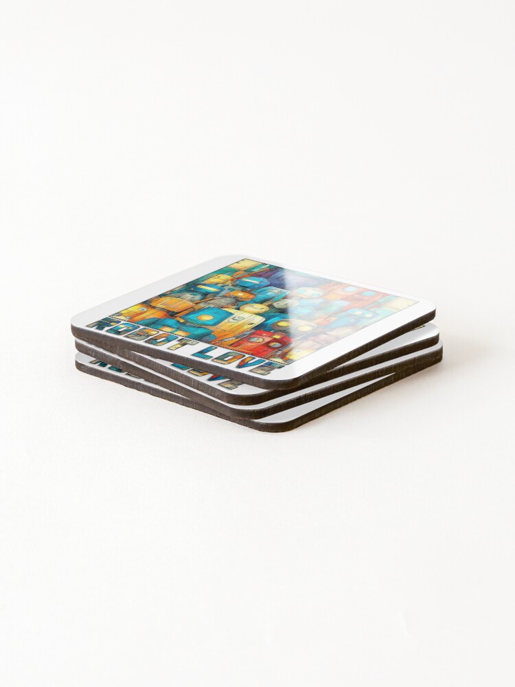 Thumbnail 4 of 5, Coasters (Set of 4), robot love designed and sold by Type2Design.