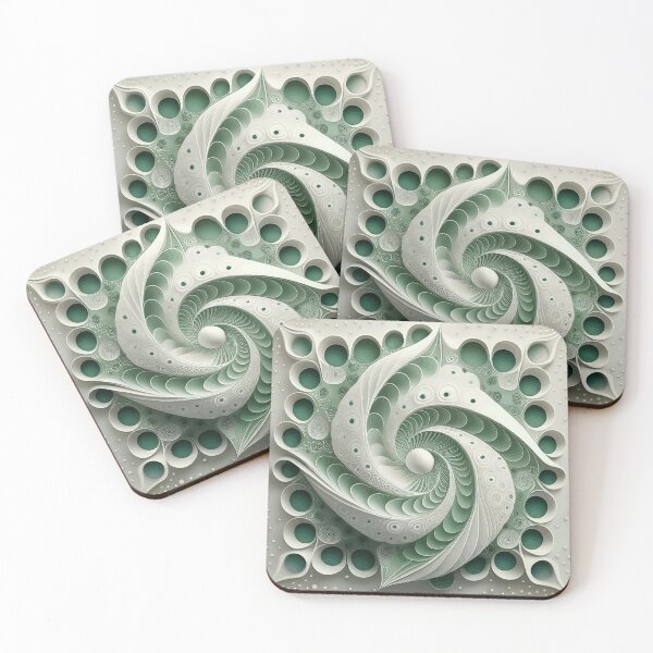 Item preview, Abstract Spiral  Green and White 219 designed and sold by Vicky Brago-Mitchell®.