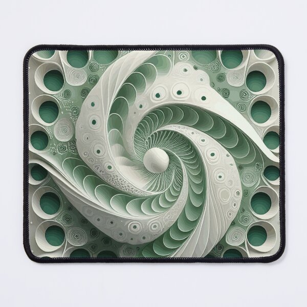 Item preview, Abstract Spiral Green and White Fibonacci Art 219 designed and sold by Vicky Brago-Mitchell®.
