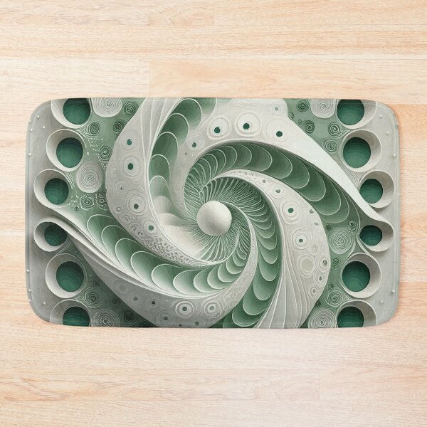 Item preview, Abstract Spiral  Green and White Fibonacci Art 219 designed and sold by Vicky Brago-Mitchell®.