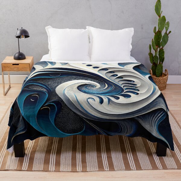 Item preview, Abstract Spiral  Blue and White Fibonacci Art 220 designed and sold by Vicky Brago-Mitchell®.