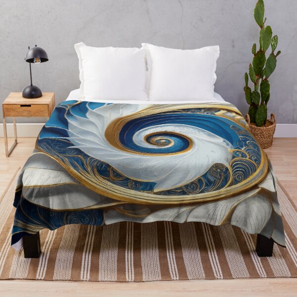 Item preview, Abstract Spiral  Blue, Gold and White 229 designed and sold by Vicky Brago-Mitchell®.