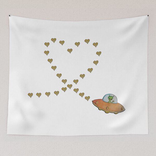 Item preview, Vintage Alien Love Cruise – Cute ocher Pastel Heart Trail designed and sold by KawaiiNugs.
