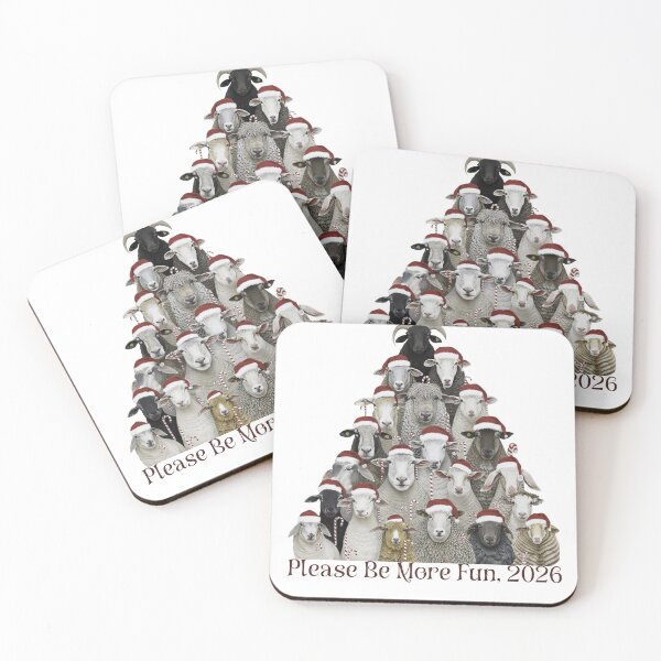 Item preview, Funny Christmas 2026 Sheep Group in Santa Hats. Holiday Flock of Sheep Wearing Santa Hats and Candy Canes designed and sold by Anastasiia Yurevych.