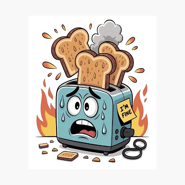Item preview, Funny Burnt Toaster Cartoon – “I’m Fine” Chaos Design designed and sold by Petpixy.