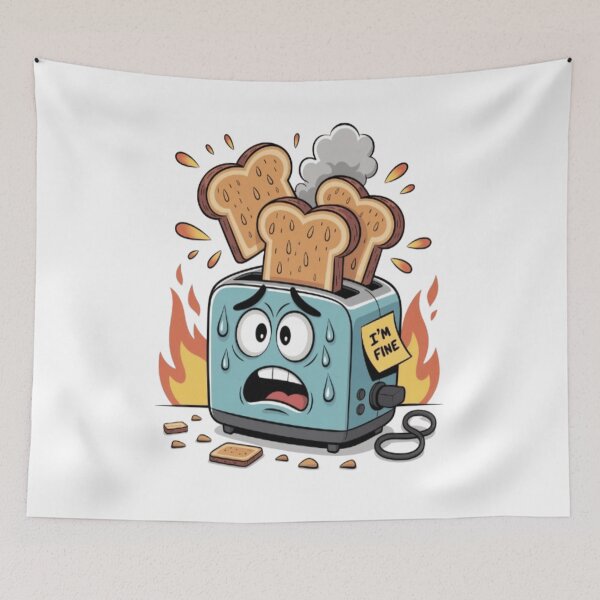 Item preview, Funny Burnt Toaster Cartoon – “I’m Fine” Chaos Design designed and sold by Petpixy.