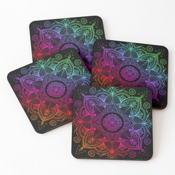 Item preview, Rainbow mandala on black background designed and sold by jancajiravova.