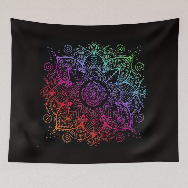 Item preview, Rainbow mandala on black background designed and sold by jancajiravova.