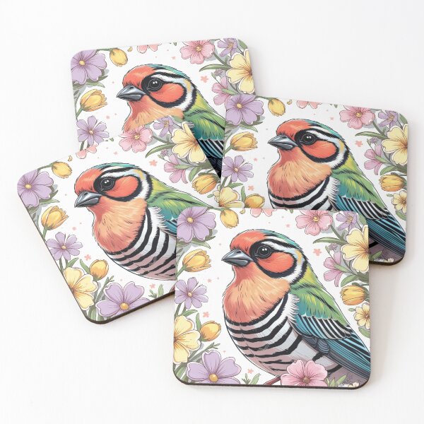 Item preview, Chubby Colorful Zebra Finch in a Field of Flowers 8 designed and sold by AlinaSCorner.