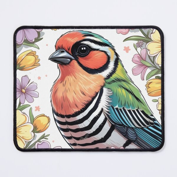 Item preview, Chubby Colorful Zebra Finch in a Field of Flowers 8 designed and sold by AlinaSCorner.