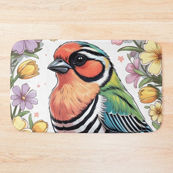 Item preview, Chubby Colorful Zebra Finch in a Field of Flowers 8 designed and sold by AlinaSCorner.
