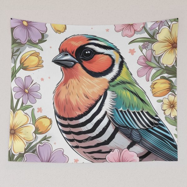 Item preview, Chubby Colorful Zebra Finch in a Field of Flowers 8 designed and sold by AlinaSCorner.