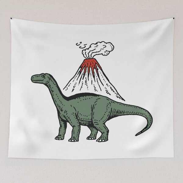 Item preview, dinosaur and volcano designed and sold by pinklamas.