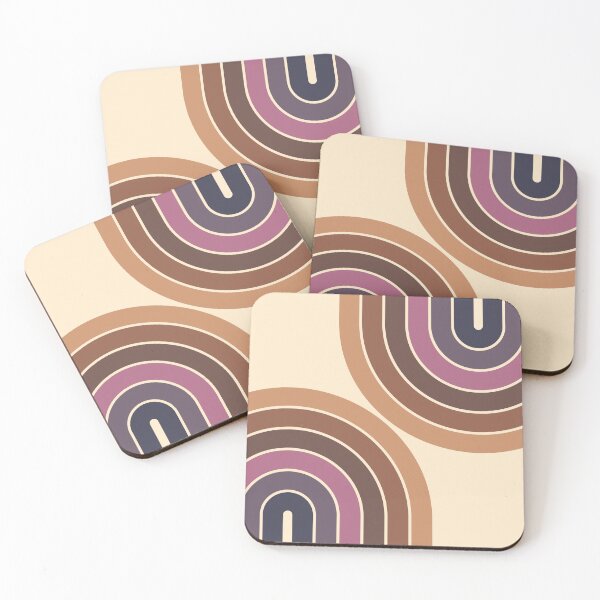 Item preview, Midcentury Modern Geometric Rainbow C6 in Rustic Earthy Purple Blue designed and sold by nineFlorals.