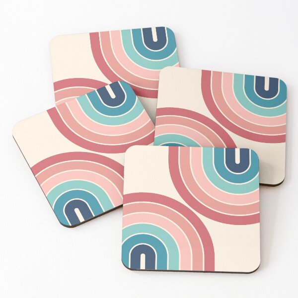 Item preview, Midcentury Modern Geometric Rainbow C3 in Retro vibes Dusty Rose Pink Navy Blue designed and sold by nineFlorals.