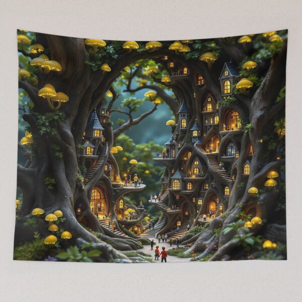 Item preview, Enchanted Mushroom Village designed and sold by oanaunciuleanu.