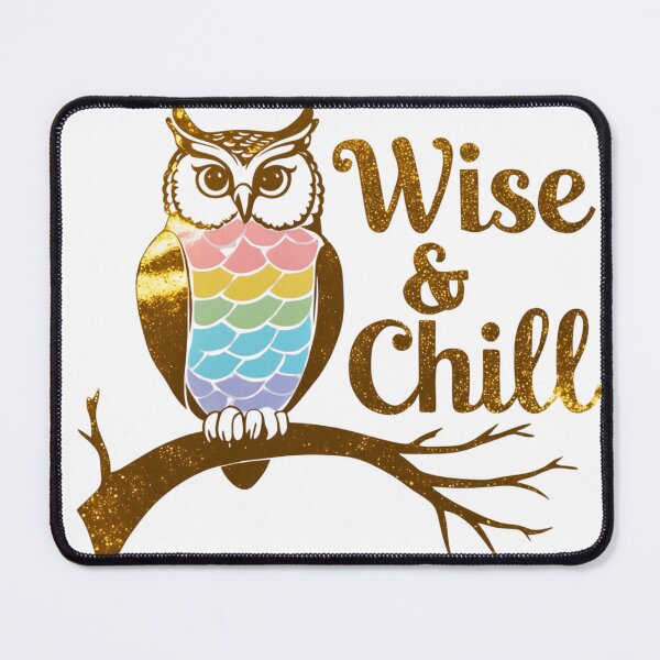 Item preview, Wise & Chill Owl - Rainbow Glittery Design for Calm & Smart Vibes designed and sold by Frame of Mind .