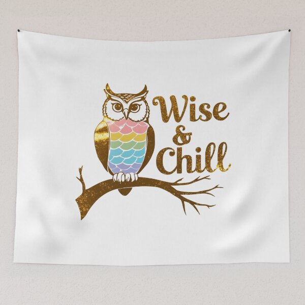 Item preview, Wise & Chill Owl - Rainbow Glittery Design for Calm & Smart Vibes designed and sold by Frame of Mind .
