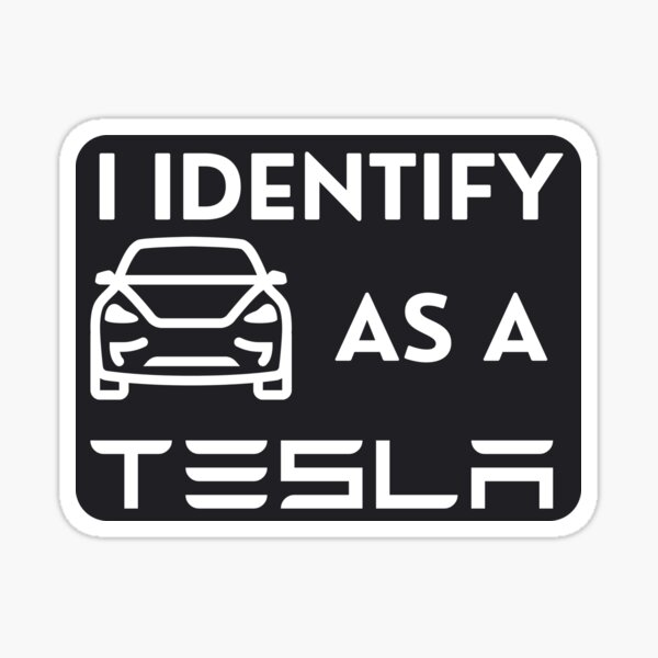 Artikel-Vorschau von Ich identifiziere mich als Tesla Funny Car Stoßstange, designt und verkauft von Wordsmith-Wear.