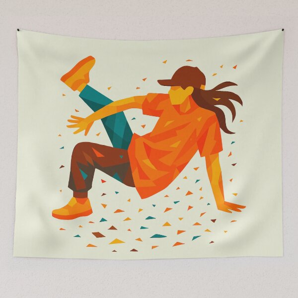 Item preview, Street dancer abstract woman silhouette, freestyle breakdance designed and sold by Painted Planet.