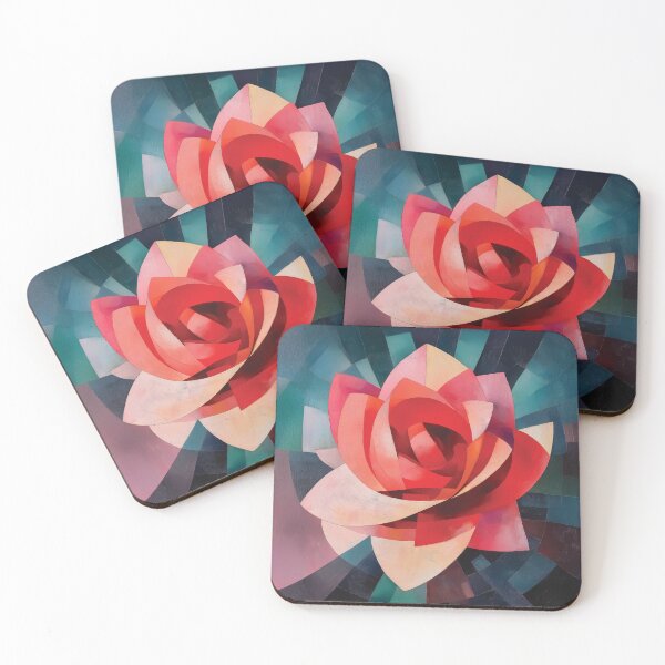 Item preview, Abstract Cubist Rose design with Vibrant Radial Geometric Petals. designed and sold by HEMRO.
