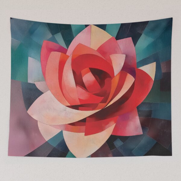 Item preview, Abstract Cubist Rose design with Vibrant Radial Geometric Petals. designed and sold by HEMRO.